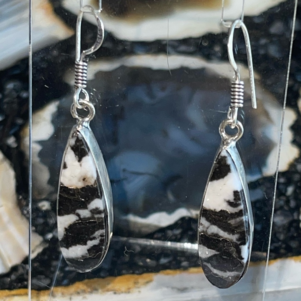 White Buffalo Turquoise Earrings 1 7/8”